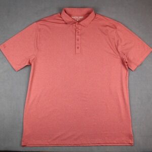 Matte Grey Polo Shirt Mens Size XL Pale Red Polyester Stretch Short Sleeve